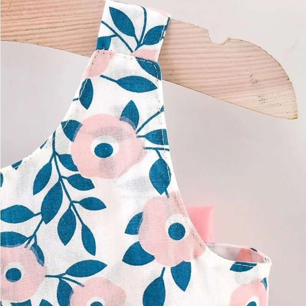 Floral Dress with Pink Bow and Hat
